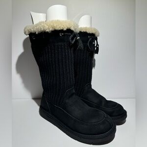 UGG Australia Black Suburb Crochet & Suede‎ Winter Boots S/N5124 Women US 8
